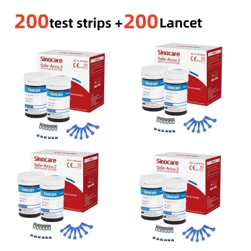 Sinocare Safe Accu2 Blood Glucose Meter Blood Sugar Test Kit Diabetes Home Glucometer with 50pcs Strips or only strips