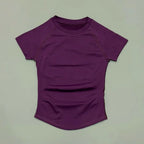 Sport Short Sleeve Top Women Running Sports T Shirt Summer Short Sleeve Round Neck Breathable Gym Vest Yoga Fitness Top