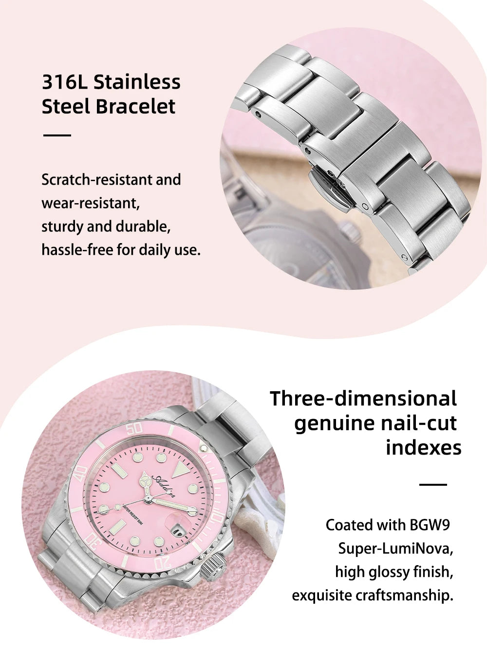 ADDIES Luxury Women's Watches Elegant Classic 36mm Business Ladies Watch BGW9 Luminous Waterproof Steel Quartz Woman Watches