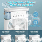 3 In 1 Mini Air Cooler Fan Portable Household Air Conditioner Humidifier LED Night Light For Home Office Desk Use25.5x18.5x8cm