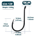 9KM Chinu Hooks 50~100Pcs Single Fishing Circle Hook Black High Carbon Steel for Saltwater Freshwater Porgy Bream Grouper