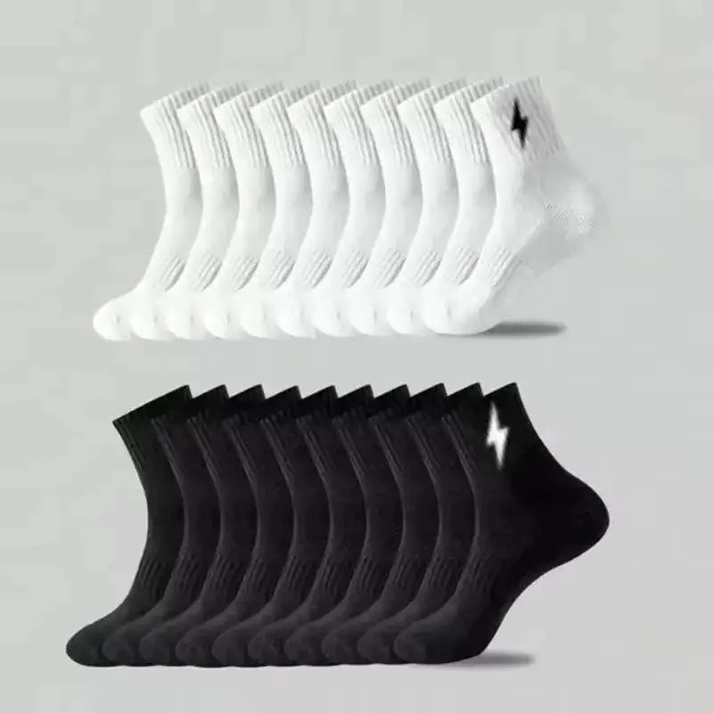 10 pairs of men's and women's high tube socks, sweat absorbing and odor proof sports socks, simple and comfortable, solid color Main image
