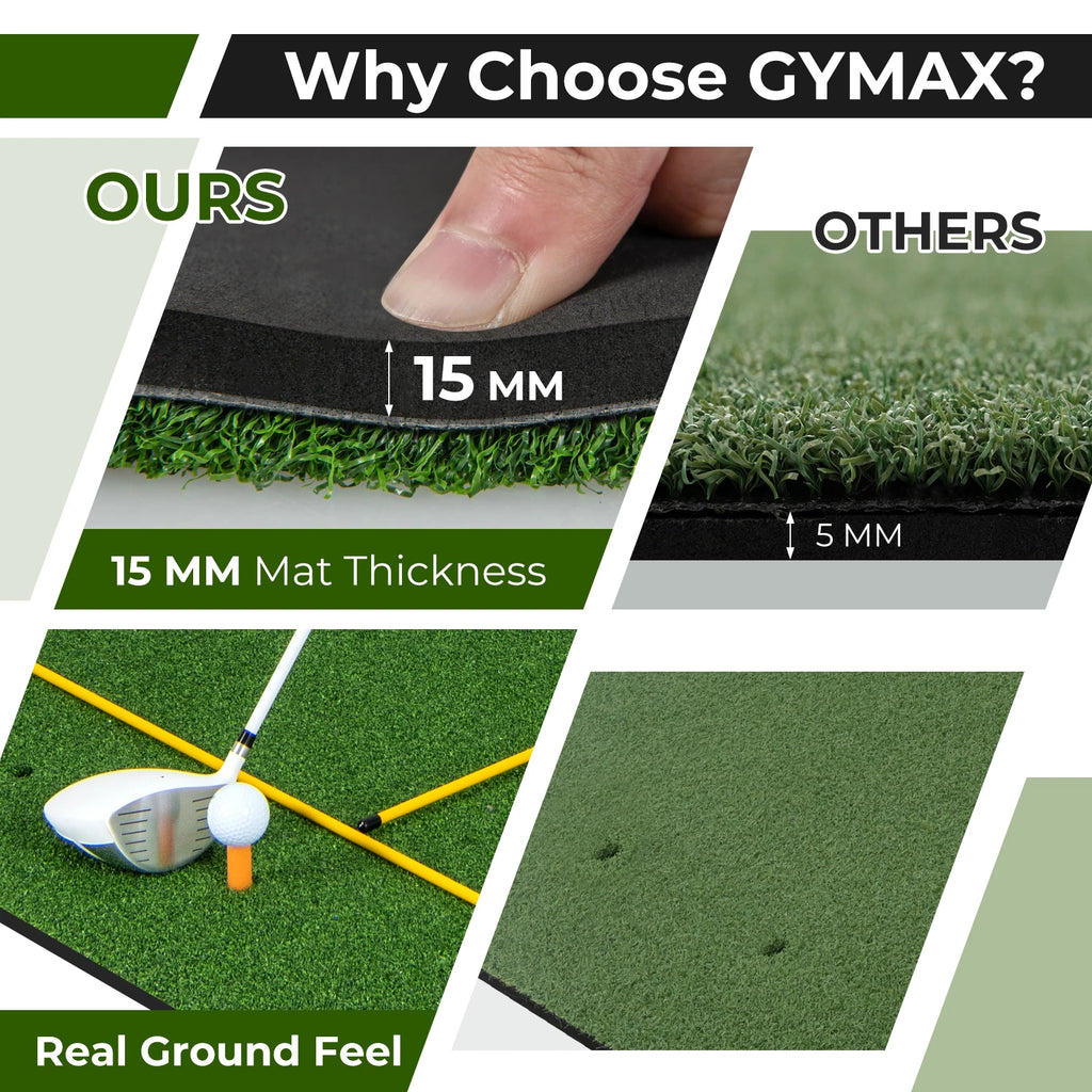 Golf Practice Mat with Artificial Grass, 5 x 4 Feet Indoor Outdoor Hitting Pad with Rubber Tees & Alignment Rods, Golf Mat