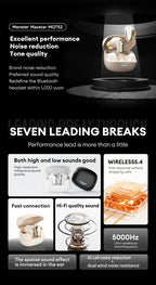 Monster MQT52 Bluetooth 5.4 Wireless Earphones 24H Long Battery Life Stereo Headphones Low Latency Gaming Dual Mode Headset Gift