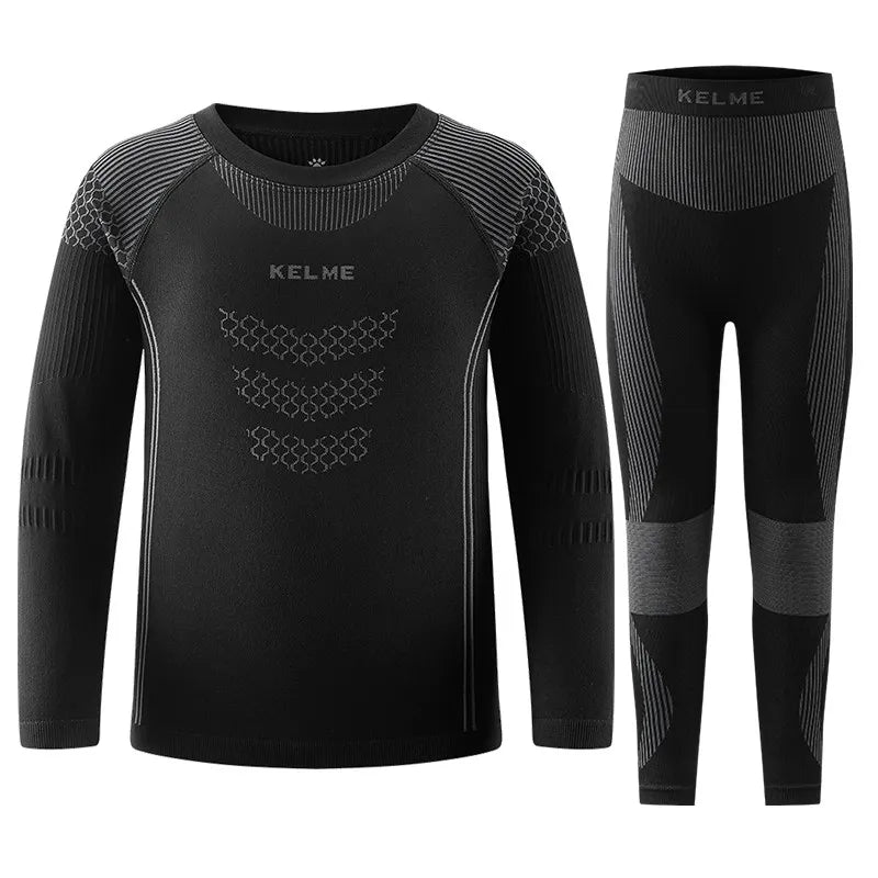Kelme Children's Quick Drying Clothes Set Outdoor Running Sports Long Sleeve Knitted Training Base Shirt For Boys And Girls