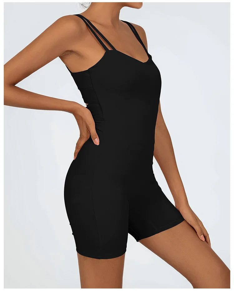 Greenora Women's Workout Romper Sexy Backless Yoga Jumpsuit Slim Fit Bodysuit Fitness Activewear Sleeveless Sportswear One Piece