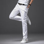 Men White Jeans Fashion Casual Classic Style Slim Fit Soft Trousers Male Brand Advanced Stretch Pants