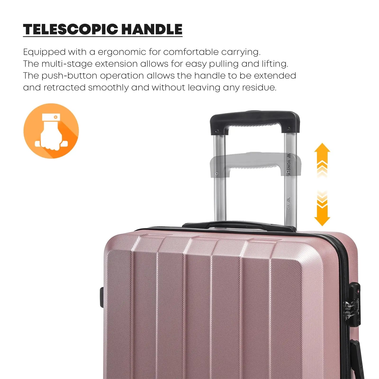 YONSLY Hardshell Suitcase 20/24/28 Inches with TSA Lock YKK Zipper 4 Silent 360° Wheels Mesh Compartment Trolley Rolling Luggage Hand Luggage Suitcase for Business Trips, Vacations, Family Journeys, and Weekend Getaways