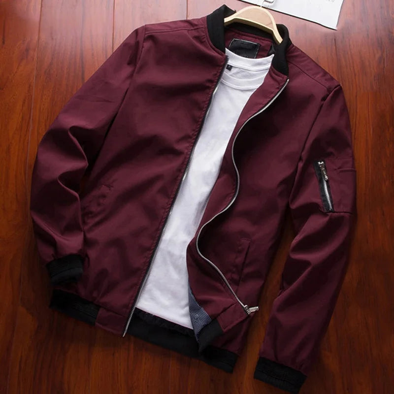 Men Bomber Jacket Thin Slim Long Sleeve baseball Jackets Mens Windbreaker Zipper Windbreaker Jacket Male Outwear Brand Clothing Main image