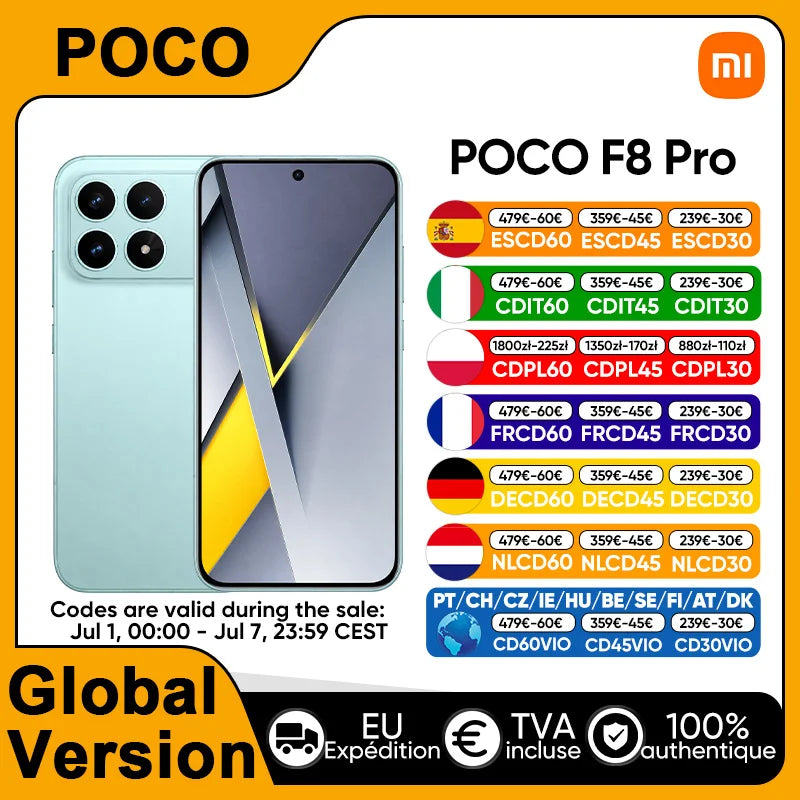 POCO F8 Pro 5G Global Version Smartphone Snapdragon® 8 Elite 6.59" Eye-care AMOLED Display 100W HyperCharge 6210mAh IP68 NFC