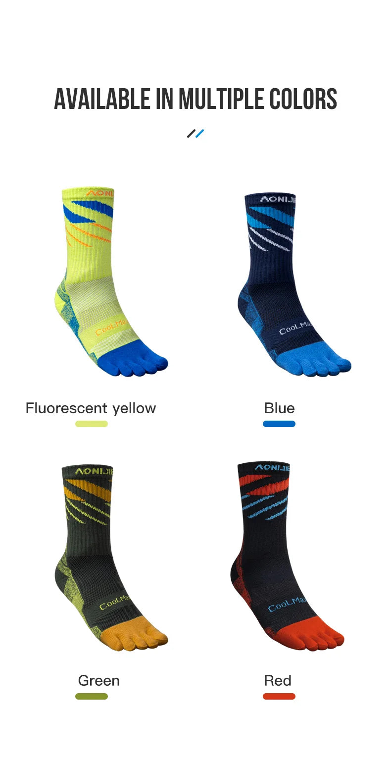 AONIJIE E4846 Sports Long Five-finger Socks Warm and Breathable Terry Socks Suitable for Mountaineering and Cross-country Hiking