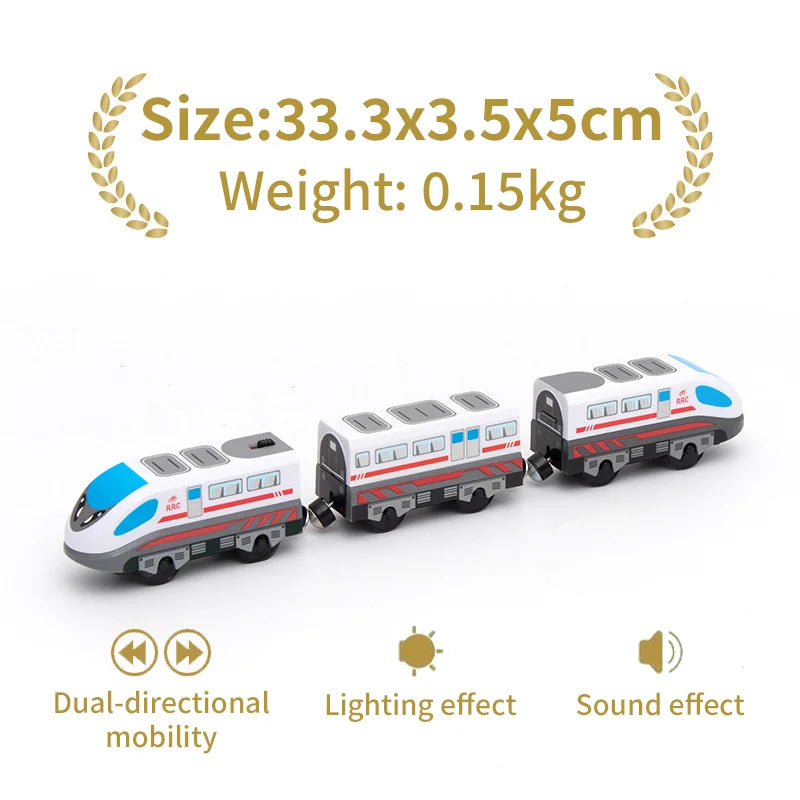Wooden Railway Train Locomotive Magnetic Electric Car Train Toys Fit Biro Wooden Diecast Slot Train Track Railway Christmas Gift