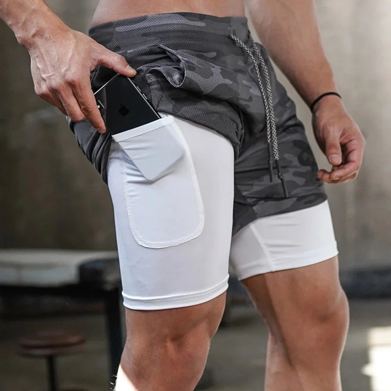 Camo Running Shorts Men Gym Sports Shorts 2 In 1 Quick Dry Workout Training Gym Fitness Jogging Short Pants Summer Men Shorts Secondary image