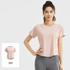 STOUREG Women's Loose Mesh Sports T Shirt Quick Dry Short Sleeve Yoga T Shirt Pilates Running Sports Fitness Short Sleeve