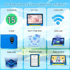 Kid Tablet Android 15 Tablet for Kids 10 inch 20GB+64GB 8-Core with Case 1TB TF Expandable for Toddler Children Parental Control