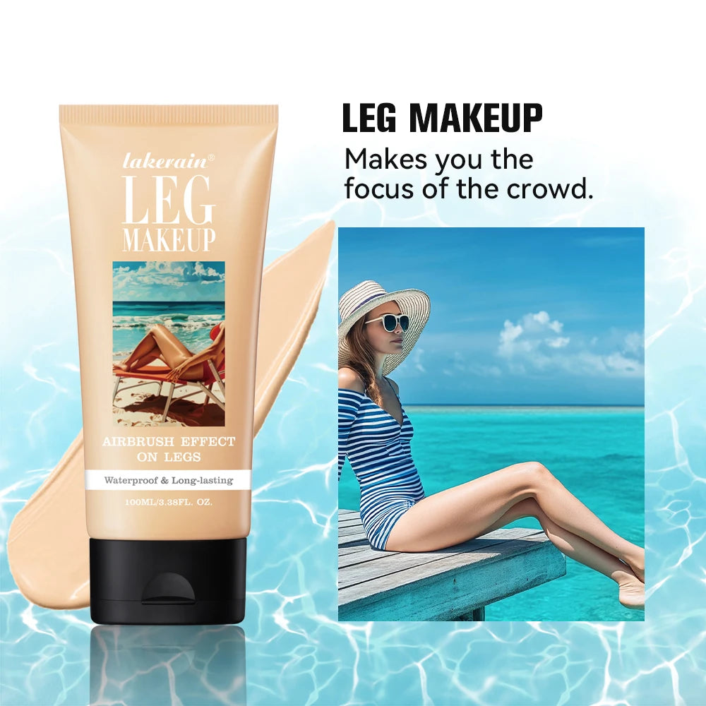 Bronze Leg & Body Makeup Foundation With Powder Puff 100ml Waterproof Long Lasting Even Skin Tone Body Tanning Cream 3 Colors