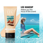 Bronze Leg & Body Makeup Foundation With Powder Puff 100ml Waterproof Long Lasting Even Skin Tone Body Tanning Cream 3 Colors