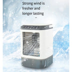 USB Portable Air Conditioner Fan Dual Mist Humidifier Ice Box 3 Speed Desktop Cooling Fan With LED Night Light