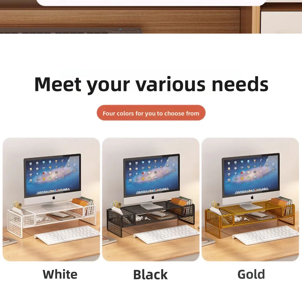 Height Adjustable Computer Stand Desk Monitor Laptop Cooling Rack Suspended Bracket Office Storage Solution