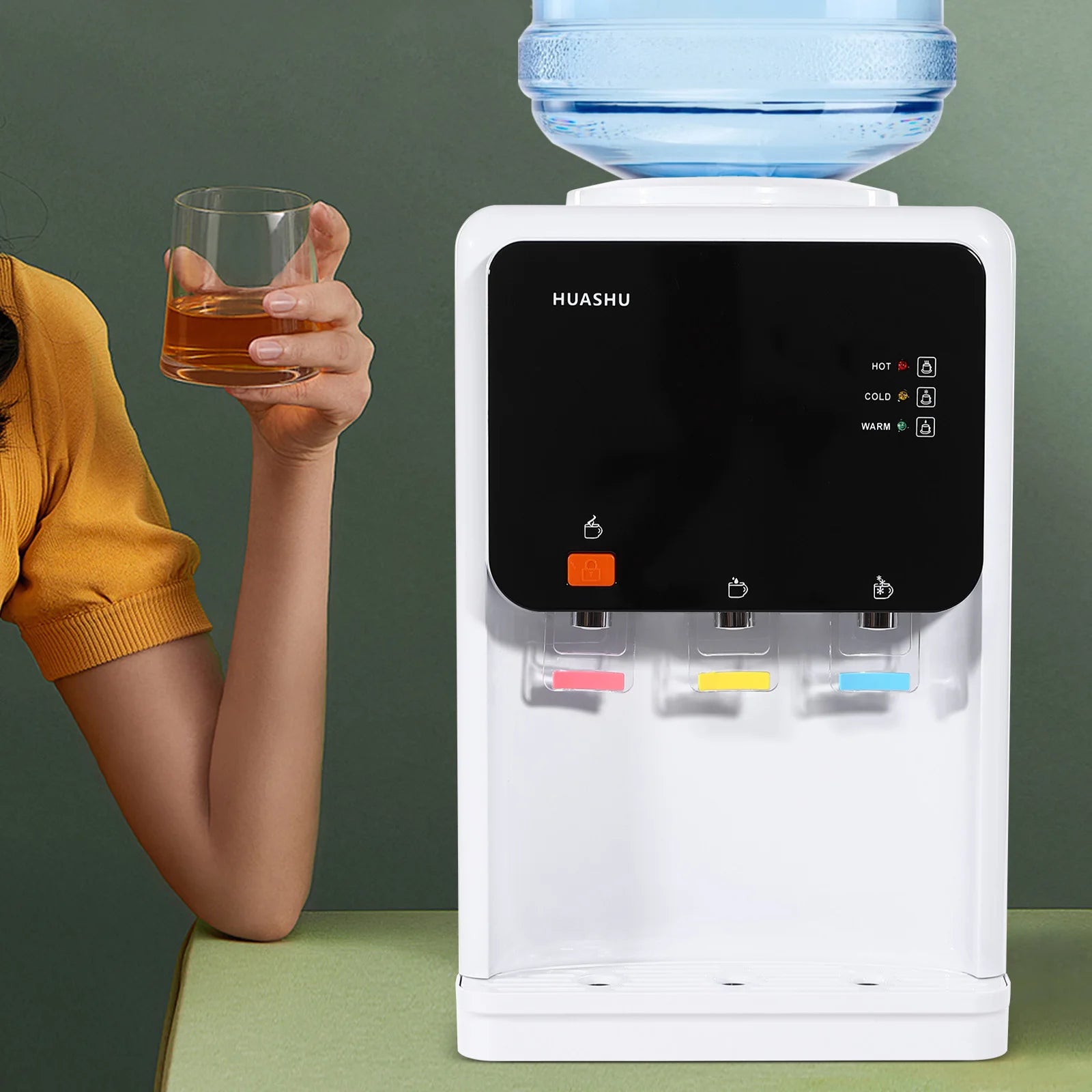 Modern White Electric Water Dispenser, 31* 30*48cm Water-cooled Dispenser, 500W Desktop Electric Cold And Hot Water Dispenser