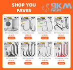 9KM Chinu Hooks 50~100Pcs Single Fishing Circle Hook Black High Carbon Steel for Saltwater Freshwater Porgy Bream Grouper