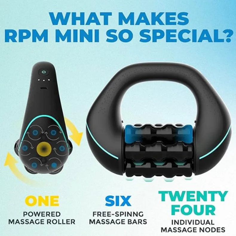 Mini Rolling Percussive Massager Whole Body Fatigue Relief Deep Tissue and Muscle Recovery Rechargeable Powerful 3-Speed Spin