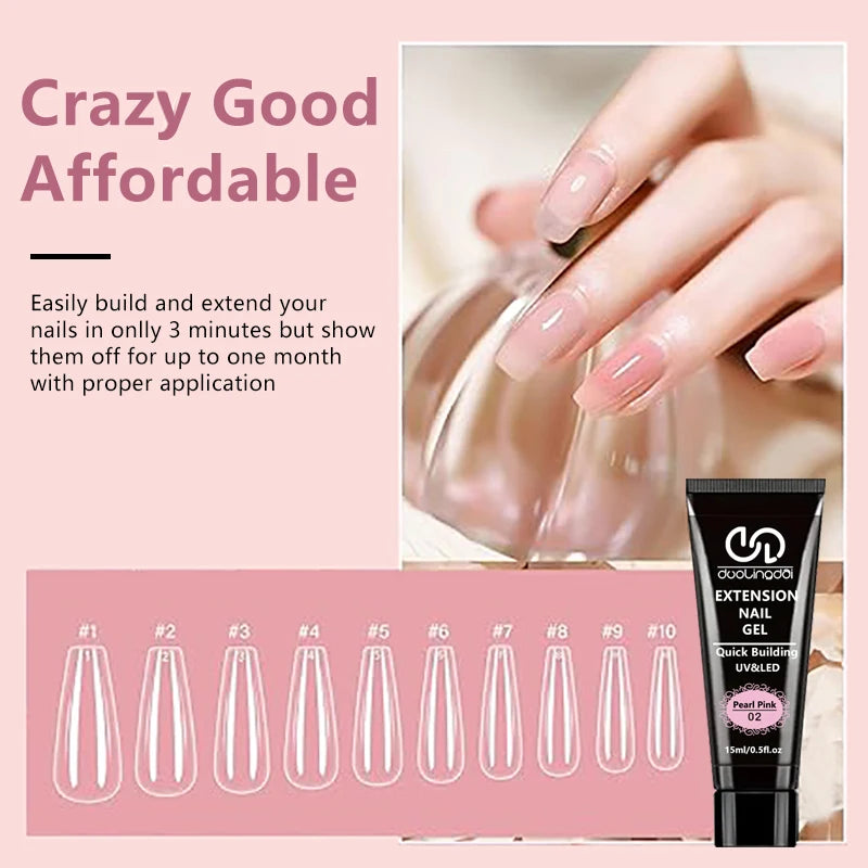 39pcs Nail Extension Gel Kit - contains all the basic nail tools, easy to use for beginners Easy salon nail construction gel