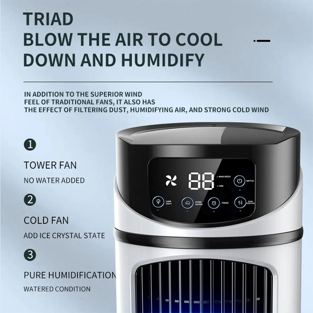 Portable Air Conditioner Desk Fan Spray Humidifier Air Cooling Fan Timing Circulation Wind Quiet Electric Fan for Home Office