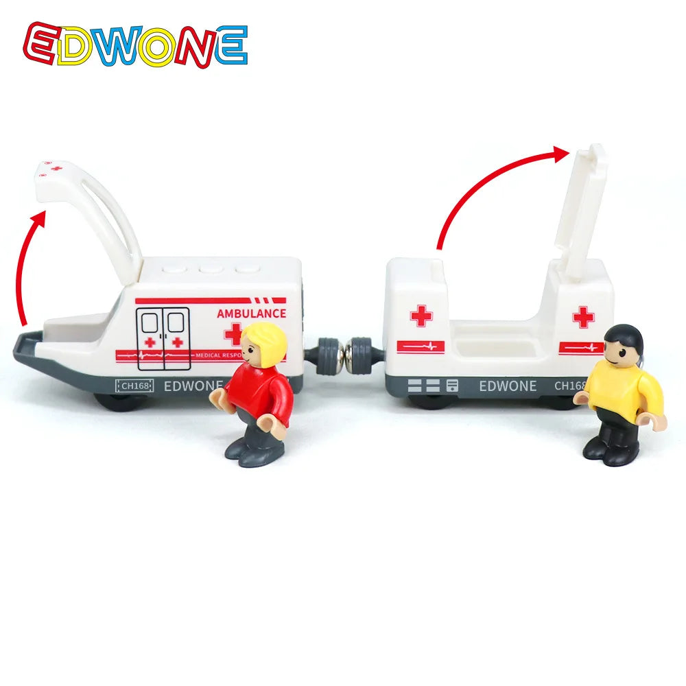wooden Electric car set Magnetic Electric Train with Little Doll Diecast Slot Toy set Compatible Railway Wood Track Rail Train