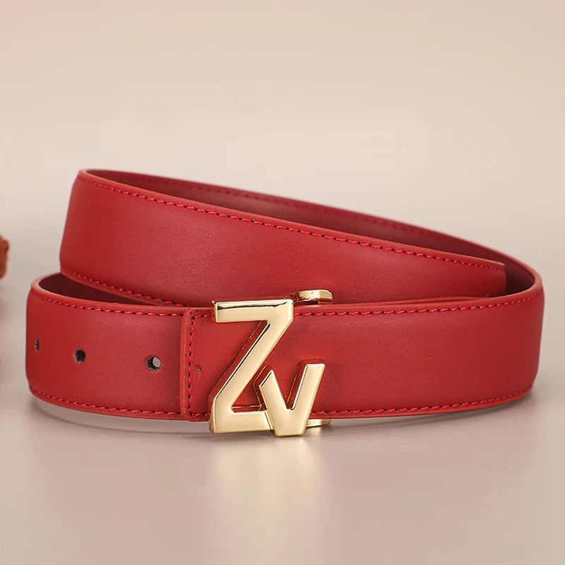 Thin 3.4cm Famous Brand Belt women Top Quality Genuine Luxury Leather Belts for women Strap Metal Belt Fashion Women's jean belt