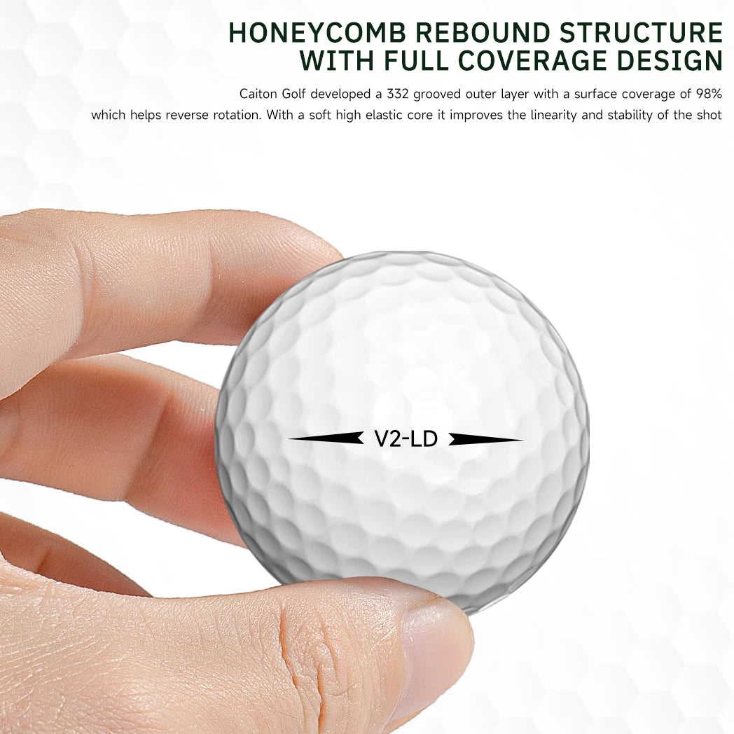 Caiton 100pcs 2-Layer Golf Balls - 332 Dimple, Max Distance, Spin Control, Durable, Precision - For Golf Training & Play