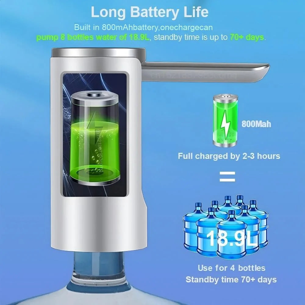 Electric Water Dispenser Foldable Automatic Water Pump Bottle With LED Display USB Charging Household Barreled Water Dispenser