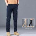 2024 Men's High Quality Pure Cotton Classic Solid Color Casual Pants Business Stretch Cotton Slim Straight Brand Trousers Male