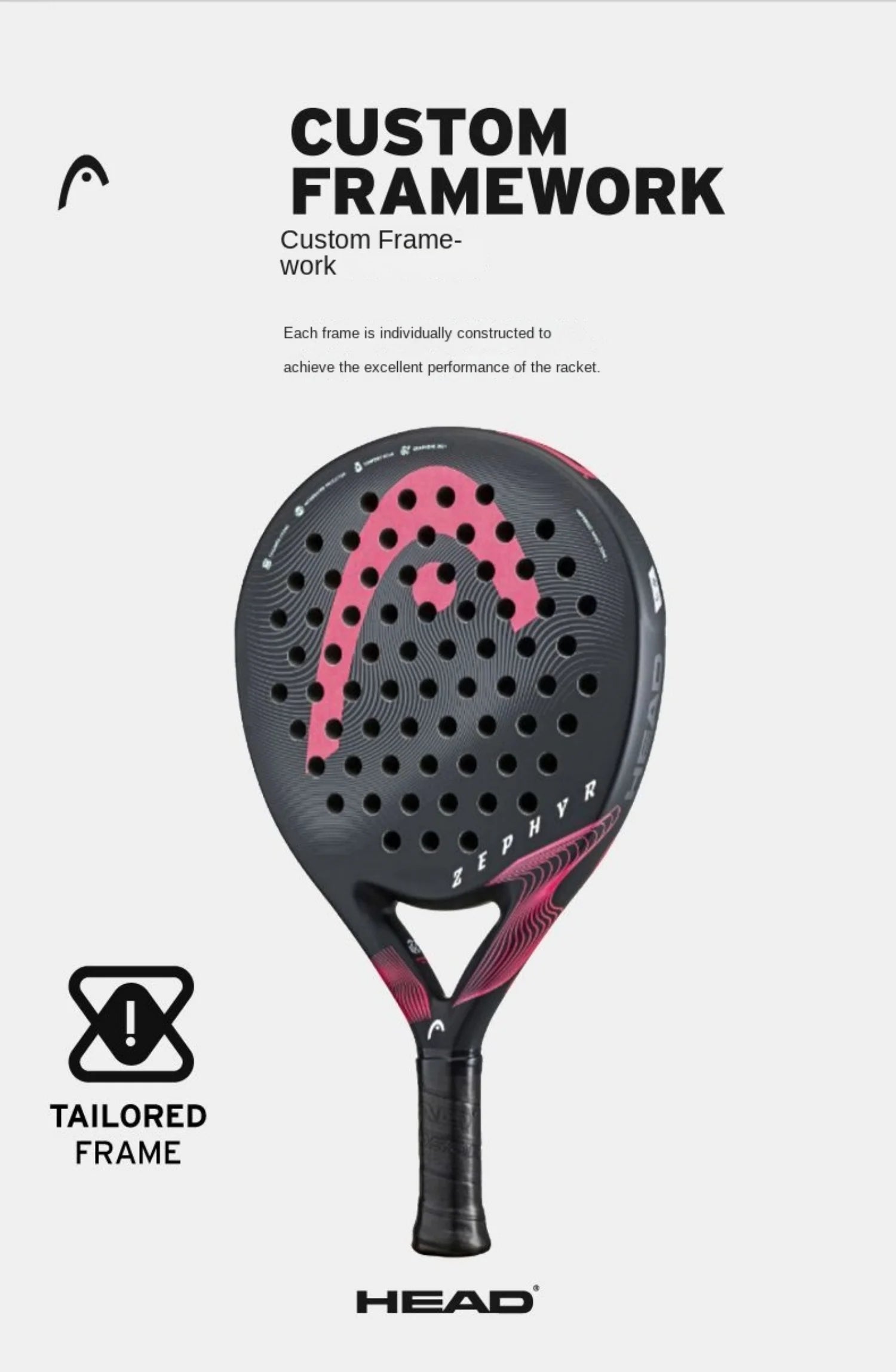 Genuine HEAD Tennis Padel Rackets ZEPHYR Series Carbon Fibre EVA Memory Flex Foam Core Padel Tennis Racquets Lightweight