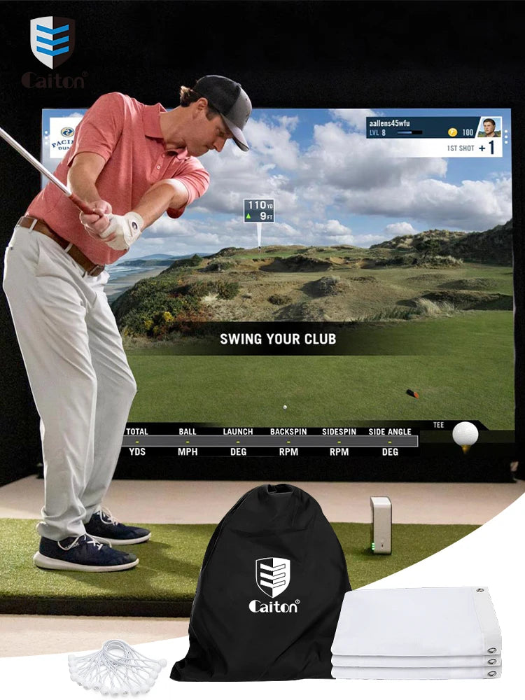 Caiton Golf Impact Screen - Silent HD, Tear-Resistant, Indoor & Outdoor Swing Training, Easy Setup, Anti-Strike, Various Sizes