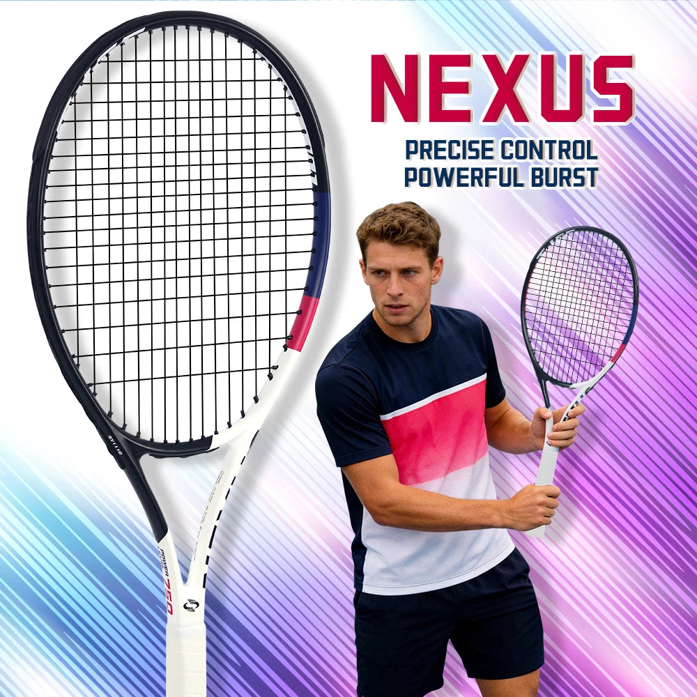NEXUS Carbon Tennis Racket, Speed Aesthetic Design, Wide Stable Triangle Frame, Low Wind Resistance & High Control Power Main image