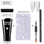 LILYCUTE 15ml Extension Gel Nail Polish Set Quick Nail Prolong With Extend Mold Nail Tips Acrylic Solution Manicure Tools Kit