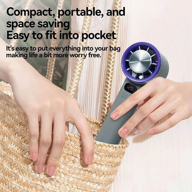 3000mah Handheld Mini Fan Electric Hand Fans Ice Compress High-Speed Cooling USBRechargeable Portable LED Digital Display