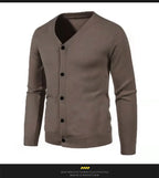 2024 M-5XL Autumn Men's Knitted Cardigan Thin V-neck Basic Elastic Slim Fit Thin Sweater Solid Color Casual Versatile Coat