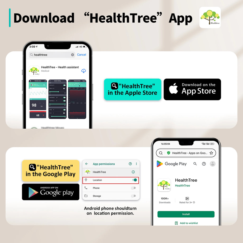 HealthTree Finger Pulse Oximeter Blood Oxygen Saturation SpO2 PI Oximetro De Dedo Pulsioximetro Oxymeter Bluetooth APP Control