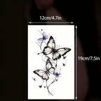 1Pc Fashionable Cool Temporary Tattoo Sticker, Colorful Couple Fake Tattoo, One-Time Use Butterfly Design