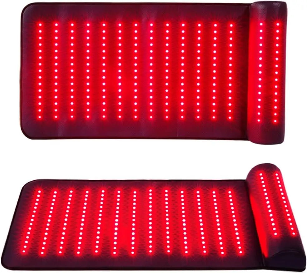 Red Light Therapy Mat with Neck Support Far Infrared for Neck Back Shoulder Knee Pain Relief Muscle Relax Home Use Spa Massager