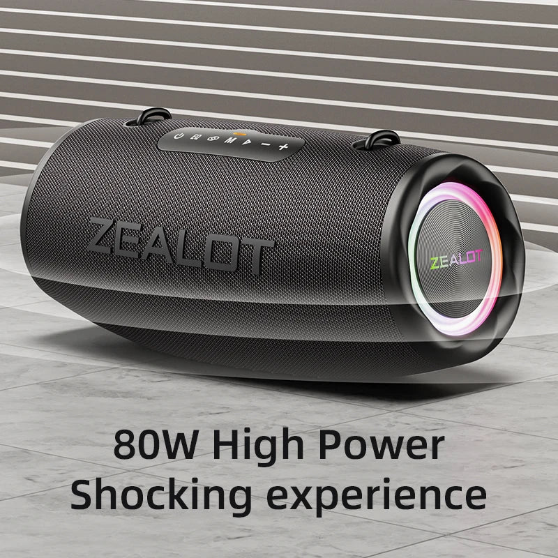 ZEALOT-S87 Outdoor Portable Wireless Bluetooth Speaker 80W High Volume Subwoofer Sound  Performace IPX6 Waterproof camping