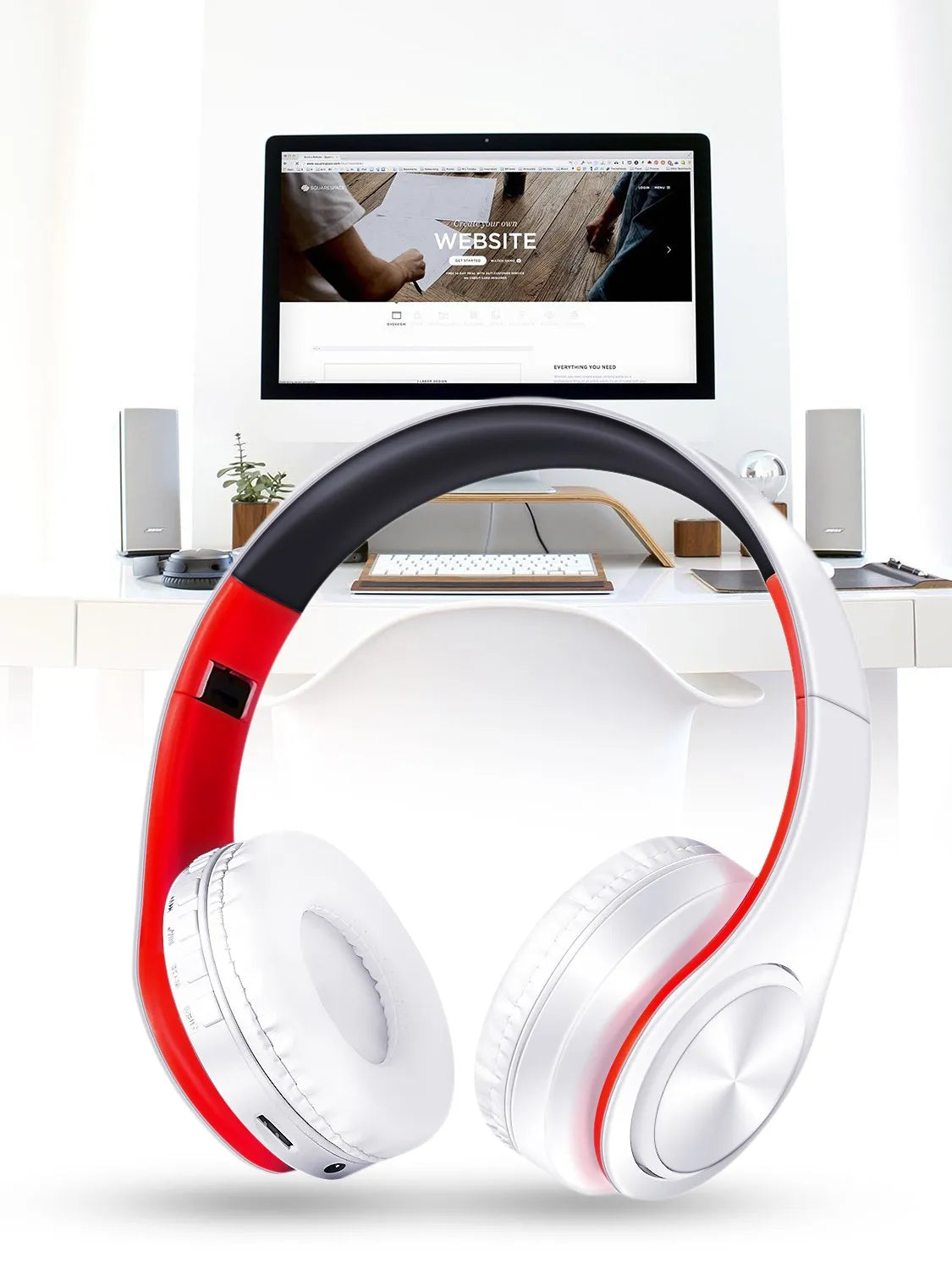 HIFI Stereo Earphones Bluetooth Headphone Music Headset FM and Support SD Card with Mic for Mobile Xiaomi Iphone Sumsamg Tablet
