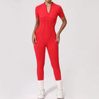 Women's Tracksuit Gym Workout Sports Clothes Outfit Zipper Jumpsuit Yoga Fitness Overalls Set Open Back Bodysuits Suit for Women
