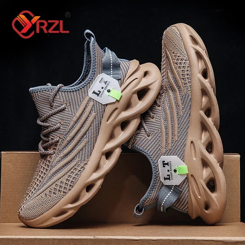 YRZL Men Sports Running Black Jogging Shoes Casual Sneakers Outdoor Breathable Mesh Women Light Shock-absorption Black Tennis Secondary image