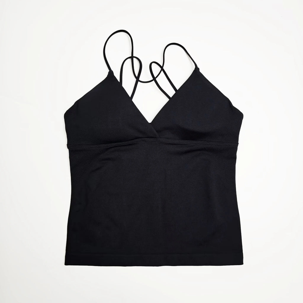NCLAGEN Vision Twist Front Longline Top Women's Seamless Thin Straps Yoga Gym Workout Vest Running Tank Tops Fitness Clothing