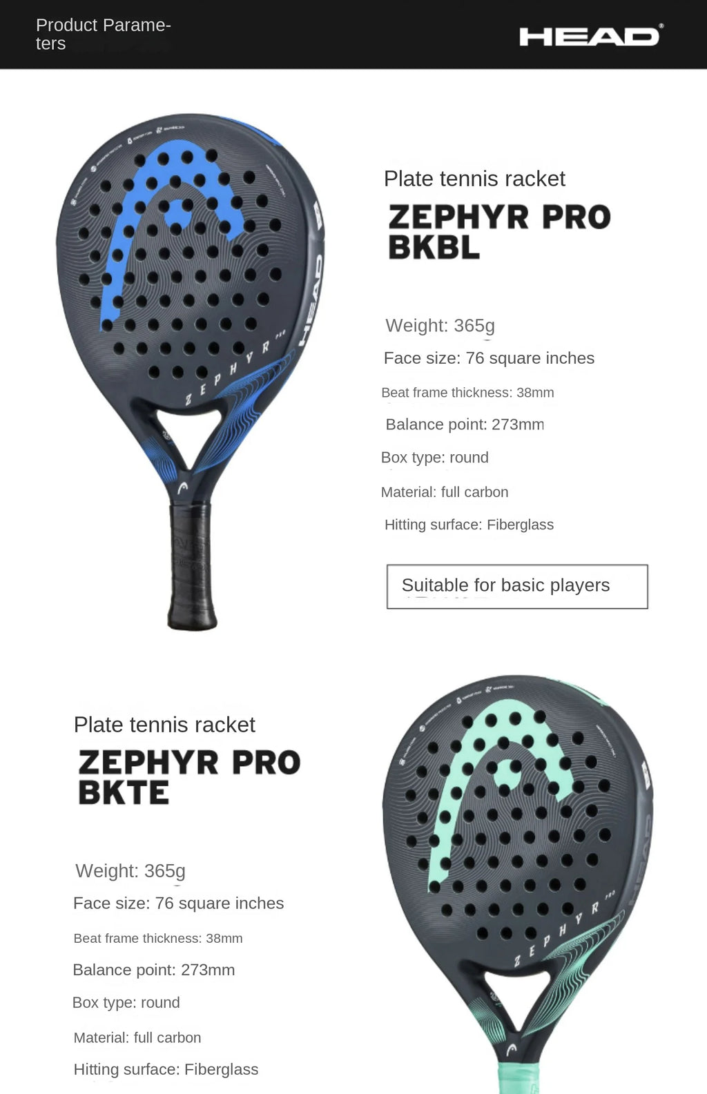Genuine HEAD Tennis Padel Rackets ZEPHYR Series Carbon Fibre EVA Memory Flex Foam Core Padel Tennis Racquets Lightweight