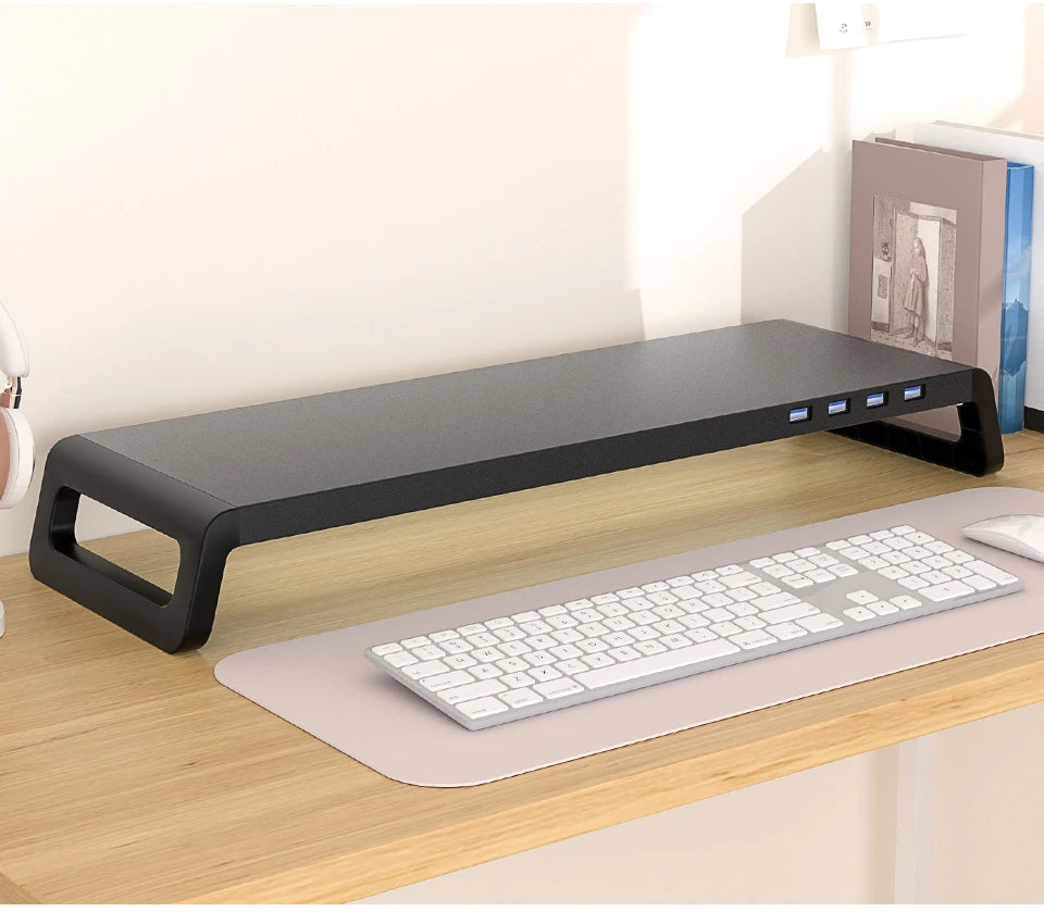 Monitor Stand Desk Monitor Stand Riser with USB 3.0 Hub Lightweight Sturdy Aluminium ABS Material Monitor Desk Shelf