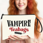 VAMPIRE Teabags Themed Toiletry Bag Menstrual Period Pouch Fashionable Portable Travel Organizer Creative Wristlet Makeup Bags